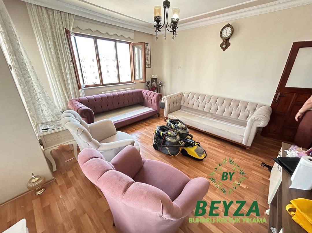 Temizlenmiş oturma odası koltuğu